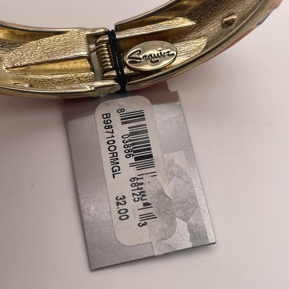 Sequin Orange and Gold Enamel Bangle Bracelet - Picture 6 of 7